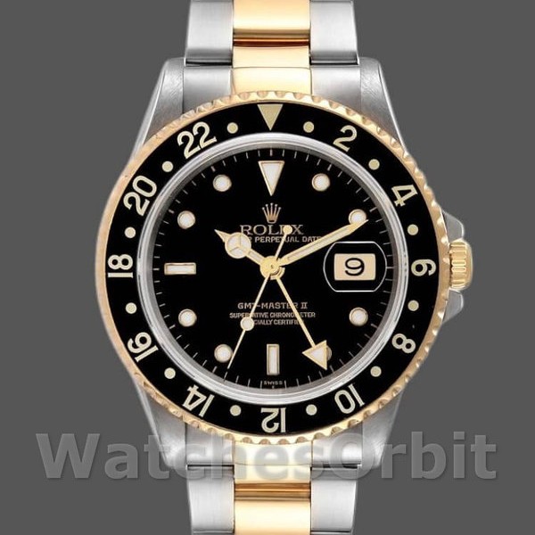 Replique Hommes Rolex GMT-Master II 40mm Hommes-16713LN-Steel & Yellow Gold-Black Dial Black