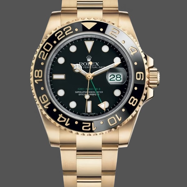 Replique Hommes Rolex GMT-Master II 40mm Black Dial 116718LN Yellow Gold Hommes Cadran Noir