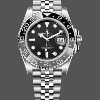 Replique Hommes - Rolex GMT Master II-M126710GRNR 0003, 40mm, acier et or jaune 18K, automatique, cadran noir Noir