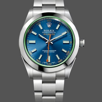 Replique Hommes Rolex Milgauss 40mm Hommes-116400GV-Stainless Steel-Z-Blue Dial Z-blue