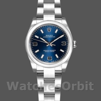 Replique Rolex Oyster Perpetual 26mm Femmes-176200-Cadran bleu-Colonne bombée Bleu