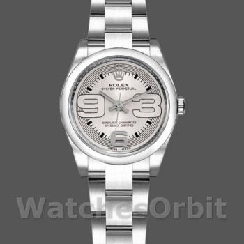 Replique Rolex Oyster Perpetual 26mm Femme-176200-Argent Cadran arabe-Bracelet d'huître argenté