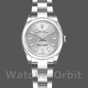 Replique Rolex Oyster Perpetual 26mm pour femme-176200-Silver Index-Stainless Steel Silver pour femme