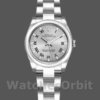 Replique Rolex Oyster Perpetual 26mm Femme-176200-Argent Cadran chiffres romains Argent