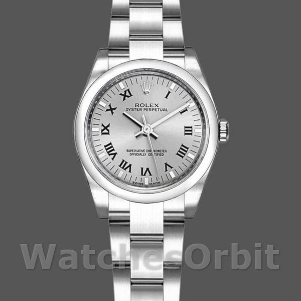 Replique Rolex Oyster Perpetual 26mm Femme-176200-Argent Cadran chiffres romains Argent