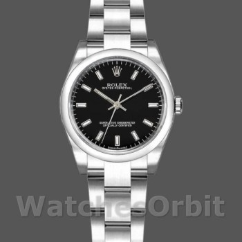 Replique Rolex Oyster Perpetual 26mm Femme-176200-acier inoxydable-cadran index noir Noir