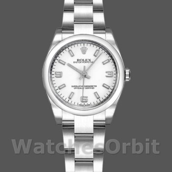 Replique Rolex Oyster Perpetual 26mm Femme-176200-Acier inoxydable-Cadran blanc Blanc
