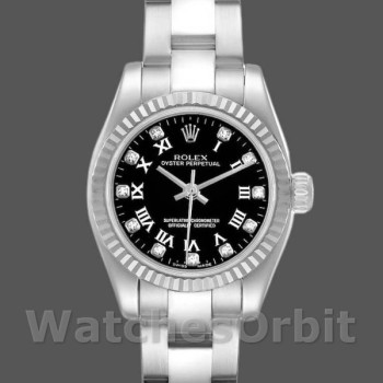 Replique Rolex Oyster Perpetual 26mm Femme-176234-Noir Cadran Romain & Diamant Noir