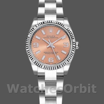 Replique Rolex Oyster Perpetual 26mm Femmes-176234-Cerclage cannelé-Cadran rose Rose
