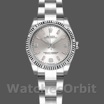 Replique Rolex Oyster Perpetual 26mm Femmes-176234-Cadran argenté-Baton rose argenté