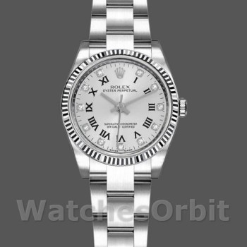 Replique Rolex Oyster Perpetual 26mm Femme-176234-Silver Roman Diamond Dial Argenté