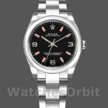 Replique Rolex Oyster Perpetual 31mm Femme-177200-Cadran noir-Pink Baton Black