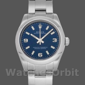 Replique Rolex Oyster Perpetual 31mm Women's-177200-Blue Arabic Dial-Domed Bezel Blue pour femme