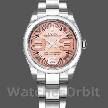 Replique Rolex Oyster Perpetual 31mm Femme-177200-Pink Maxi Arabic Dial-Domed Bezel Rose