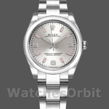 Replique Rolex Oyster Perpetual 31mm Femme-177200-Cadran argenté-Marqueurs roses Argenté