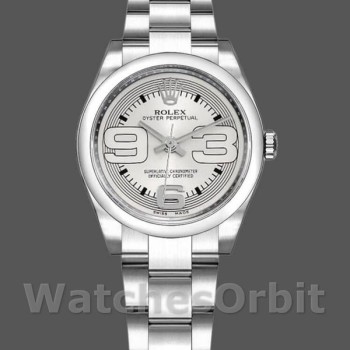 Replique Rolex Oyster Perpetual 31mm Femme-177200-Silver Maxi Arabic Dial Argenté
