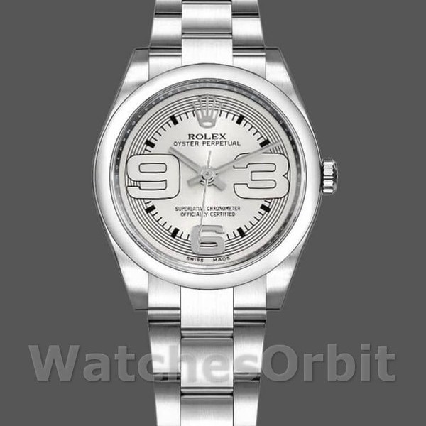Replique Rolex Oyster Perpetual 31mm Femme-177200-Silver Maxi Arabic Dial Argenté