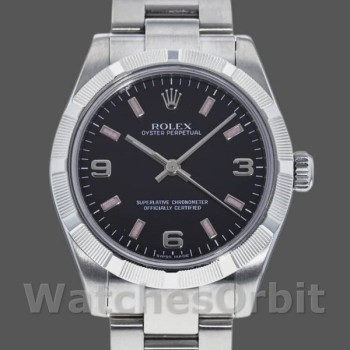 Replique Rolex Oyster Perpetual 31mm Femmes-177210-Cadran noir-Pink Baton Black