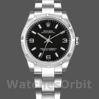Replique Rolex Oyster Perpetual-177210 pour femme, 31mm, acier inoxydable, cadran noir, Lady Black