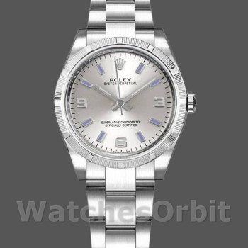 Replique Rolex Oyster Perpetual 31mm Femme-177210-Cadran argenté-horloges bleues Argenté