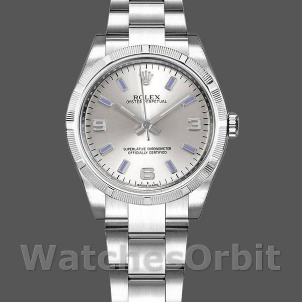 Replique Rolex Oyster Perpetual 31mm Femme-177210-Cadran argenté-horloges bleues Argenté