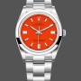 Replique Rolex Oyster Perpetual-126000 0007 unisexe, Oystersteel, cadran rouge corail, bracelet Oyster rouge