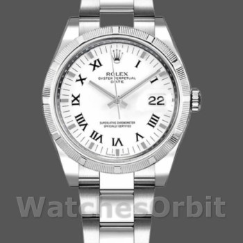 Replique Rolex Oyster Perpetual Date 36mm Unisex-115210-White Cadran chiffres romains blanc