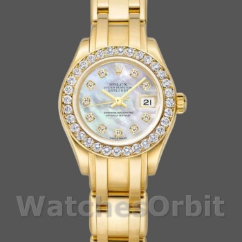Replique Rolex Pearlmaster 29mm Femme-80298-White MOP Dial Luxe