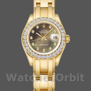Replique Rolex Pearlmaster 29mm Femme-80298-Or jaune-MOP Cadran Luxe