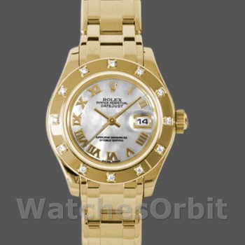 Replique Rolex Pearlmaster 29mm Femme-80318-White MOP Dial Luxe