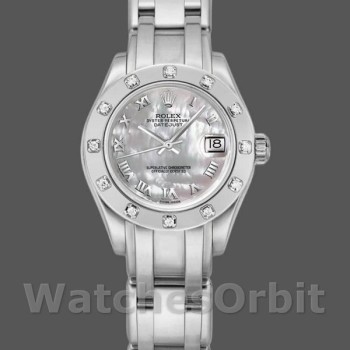 Replique Rolex Pearlmaster 29mm Femme-80319-MOP Cadran Romain Luxe