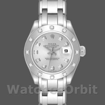 Replique Rolex Pearlmaster 29mm Femme-80319-Argent Cadran Diamant Luxe