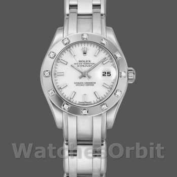 Replique Rolex Pearlmaster 29mm Femme-80319-Cadran blanc Luxe