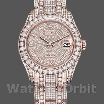 Replique Hommes Rolex Pearlmaster 39mm Men's-86405RBR-Everose Gold-Paved Diamond Dial Luxury