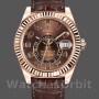 Replique Hommes Rolex Sky-Dweller 42mm Hommes-326135-Chocolate Arabic Sunray Brown Dial Chocolate