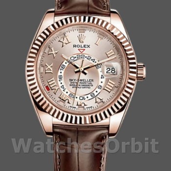 Replique Hommes Rolex Sky-Dweller 42mm Hommes-326135-Sundust Dial-Rose Gold Sundust<br />