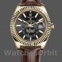 Replique Hommes Rolex Sky-Dweller 42mm Hommes-326138-Cadran noir-Or jaune Noir<br />