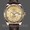 Replique Hommes Rolex Sky-Dweller 42mm Hommes-326138-Champagne Arabic Dial-Yellow Gold Champagne