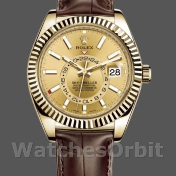 Replique Hommes Rolex Sky-Dweller 42mm Hommes-326138-Champagne Dial-Yellow Gold Champagne<br />