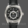 Replique Hommes Rolex Sky-Dweller 42mm Hommes-326139-Cadran noir-Bracelet cuir noir