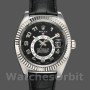Replique Hommes Rolex Sky-Dweller 42mm Hommes-326139-Cadran noir-Bracelet cuir noir