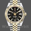 Replique Hommes Rolex Sky-Dweller 42mm Hommes-326933-Acier inoxydable et or jaune-cadran noir Noir<br />