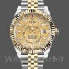 Replique Hommes Rolex Sky-Dweller 42mm Hommes-326933-Acier inoxydable et or jaune-Cadran champagne Champagne