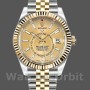 Replique Hommes Rolex Sky-Dweller 42mm Hommes-326933-Acier inoxydable et or jaune-Cadran champagne Champagne