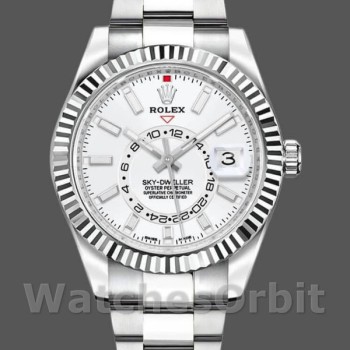Replique Hommes Rolex Sky-Dweller 42mm Hommes-326934-Stainless Steel-White Dial White Blanc