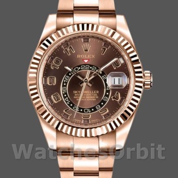 Replique Hommes Rolex Sky-Dweller 42mm Hommes-326935-Everose Gold-Chocolate Arabic Dial Chocolate<br />