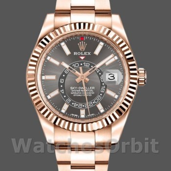 Replique Hommes Rolex Sky-Dweller 42mm Hommes-326935-Everose Gold-Dark Rhodium Stick Dial Dark Rhodium <br />