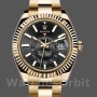 Replique Hommes Rolex Sky-Dweller 42mm Hommes-326938-Yellow Gold-Black Dial Black