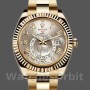 Replique Hommes Rolex Sky-Dweller 42mm Hommes-326938-Yellow Gold-Silver Dial Argent