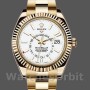 Replique Hommes Rolex Sky-Dweller 42mm Hommes-326938-Yellow Gold-White Dial White White